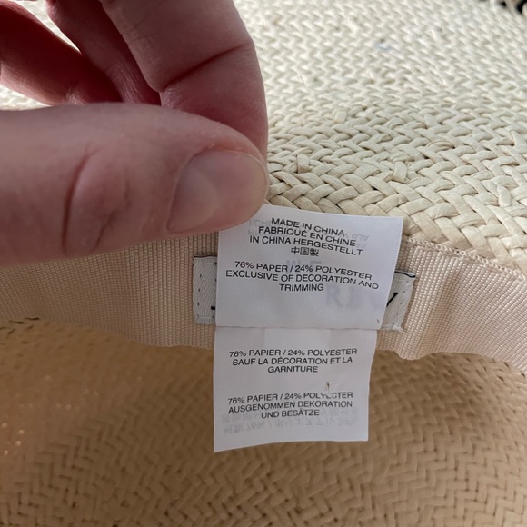 J. CREW Raw Edge Black Ribbon Straw Hat - Picture 4 of 8